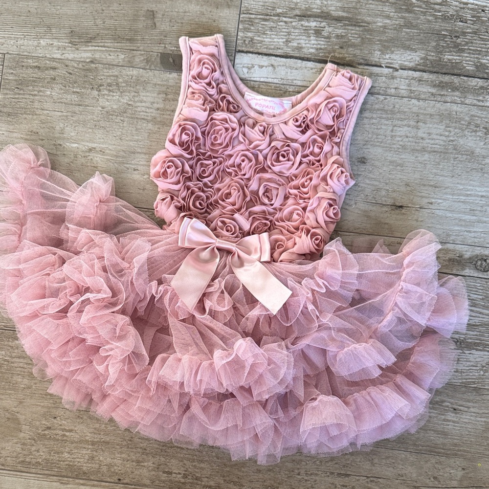 Popatu Pink Rosette Tulle Dress